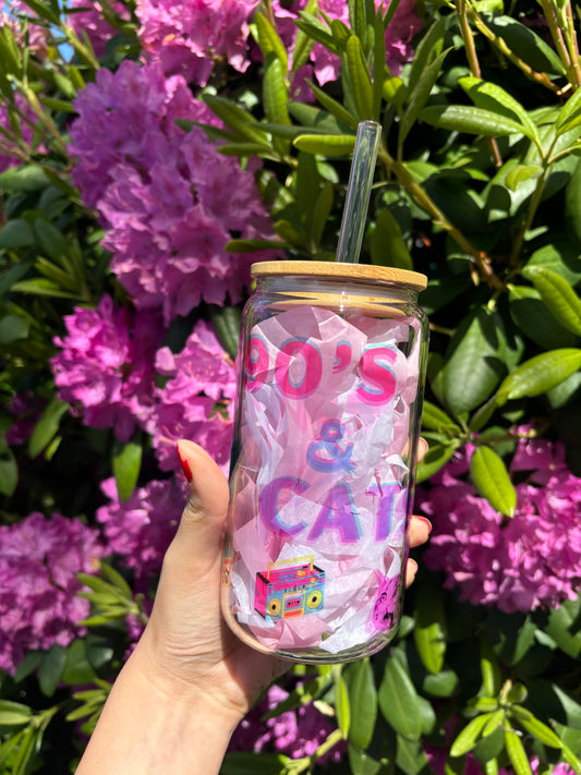 90’s Vibes Cat Glass Can